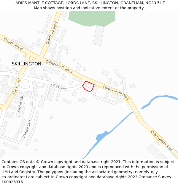 LADIES MANTLE COTTAGE, LORDS LANE, SKILLINGTON, GRANTHAM, NG33 5HE: Location map and indicative extent of plot