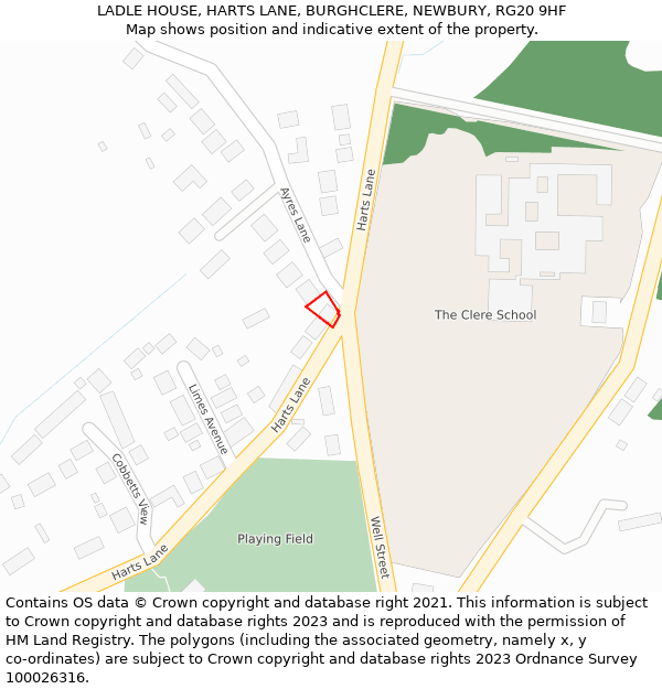 LADLE HOUSE, HARTS LANE, BURGHCLERE, NEWBURY, RG20 9HF: Location map and indicative extent of plot