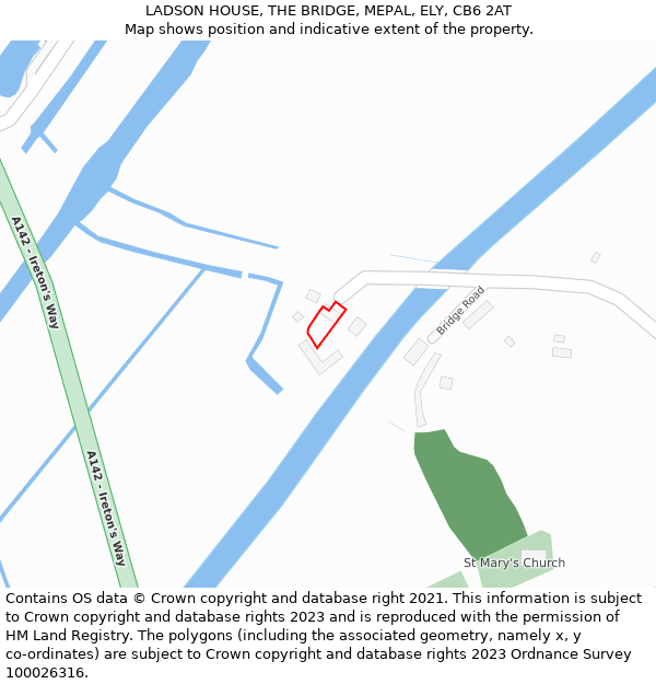 LADSON HOUSE, THE BRIDGE, MEPAL, ELY, CB6 2AT: Location map and indicative extent of plot