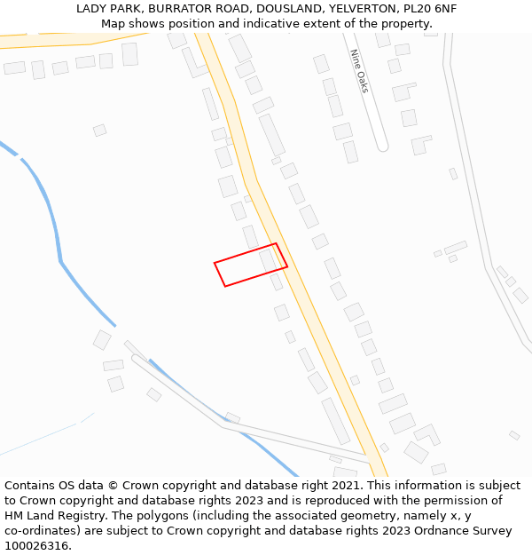 LADY PARK, BURRATOR ROAD, DOUSLAND, YELVERTON, PL20 6NF: Location map and indicative extent of plot