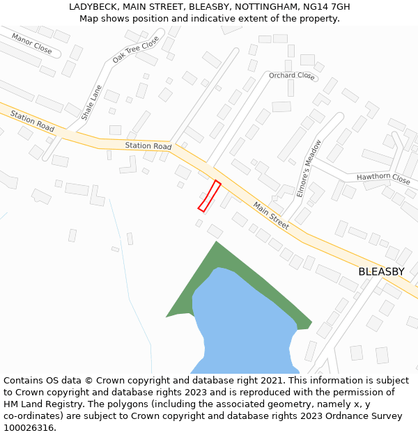 LADYBECK, MAIN STREET, BLEASBY, NOTTINGHAM, NG14 7GH: Location map and indicative extent of plot