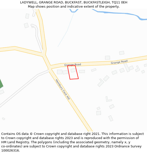 LADYWELL, GRANGE ROAD, BUCKFAST, BUCKFASTLEIGH, TQ11 0EH: Location map and indicative extent of plot