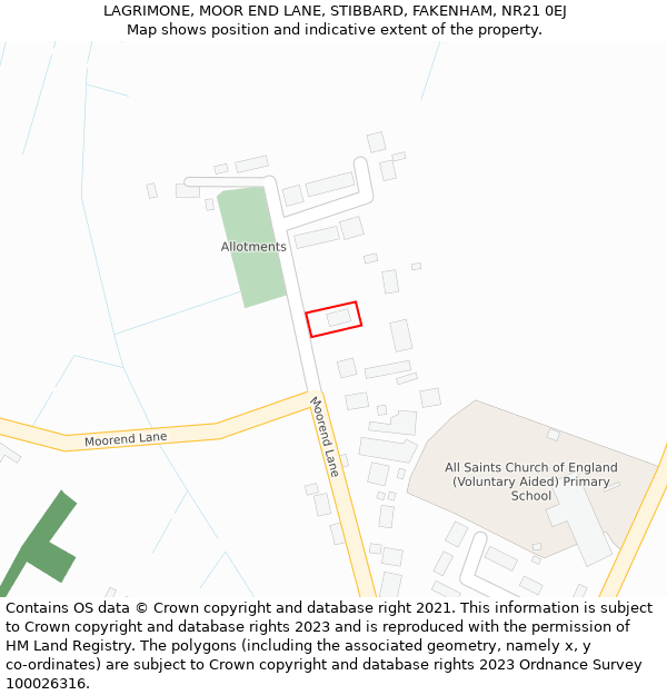 LAGRIMONE, MOOR END LANE, STIBBARD, FAKENHAM, NR21 0EJ: Location map and indicative extent of plot