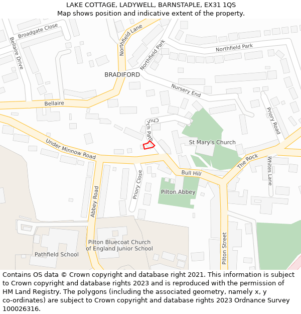 LAKE COTTAGE, LADYWELL, BARNSTAPLE, EX31 1QS: Location map and indicative extent of plot