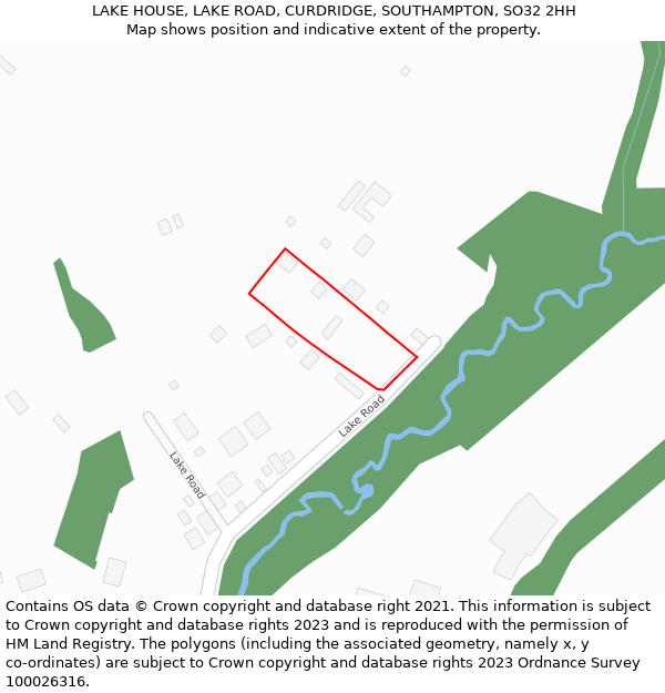 LAKE HOUSE, LAKE ROAD, CURDRIDGE, SOUTHAMPTON, SO32 2HH: Location map and indicative extent of plot