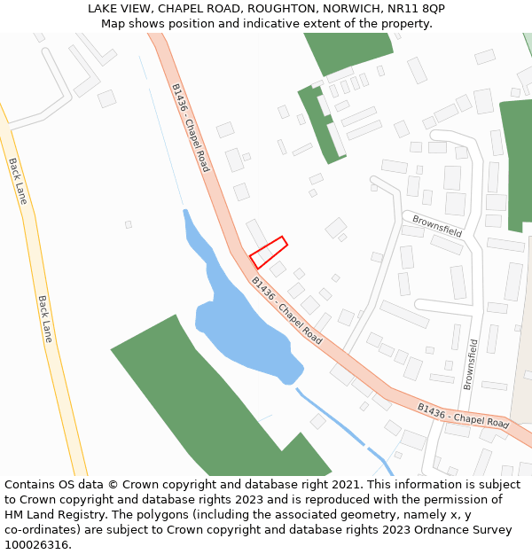 LAKE VIEW, CHAPEL ROAD, ROUGHTON, NORWICH, NR11 8QP: Location map and indicative extent of plot