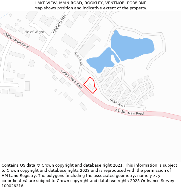 LAKE VIEW, MAIN ROAD, ROOKLEY, VENTNOR, PO38 3NF: Location map and indicative extent of plot