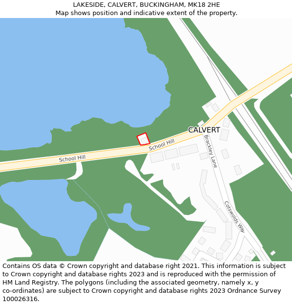 LAKESIDE, CALVERT, BUCKINGHAM, MK18 2HE: Location map and indicative extent of plot