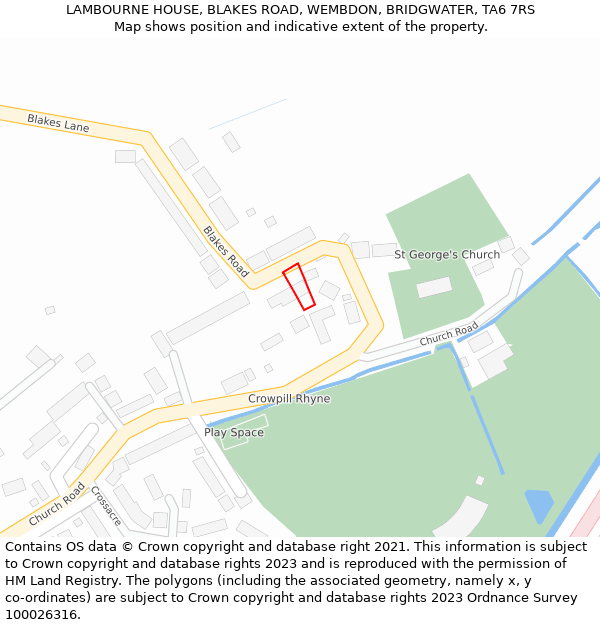 LAMBOURNE HOUSE, BLAKES ROAD, WEMBDON, BRIDGWATER, TA6 7RS: Location map and indicative extent of plot