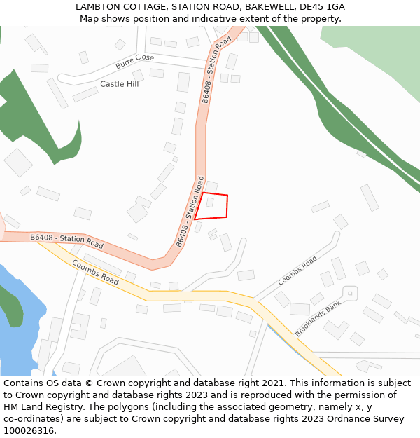 LAMBTON COTTAGE, STATION ROAD, BAKEWELL, DE45 1GA: Location map and indicative extent of plot