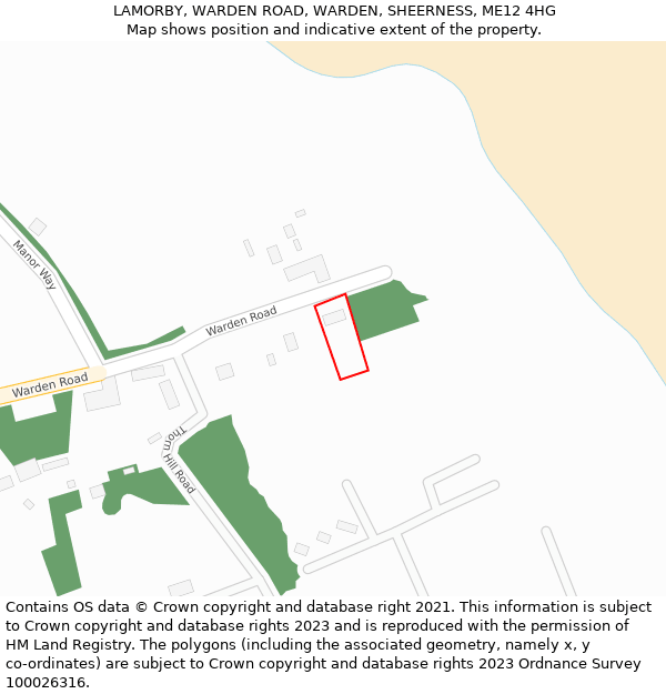 LAMORBY, WARDEN ROAD, WARDEN, SHEERNESS, ME12 4HG: Location map and indicative extent of plot