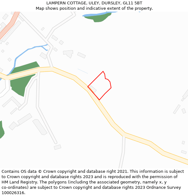 LAMPERN COTTAGE, ULEY, DURSLEY, GL11 5BT: Location map and indicative extent of plot