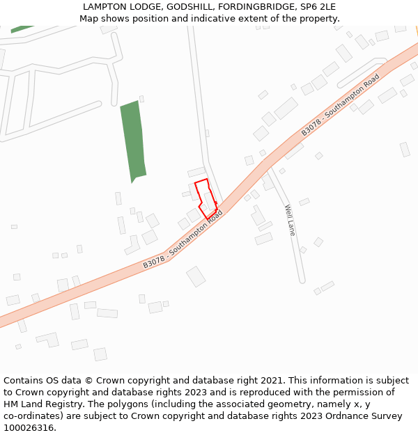 LAMPTON LODGE, GODSHILL, FORDINGBRIDGE, SP6 2LE: Location map and indicative extent of plot