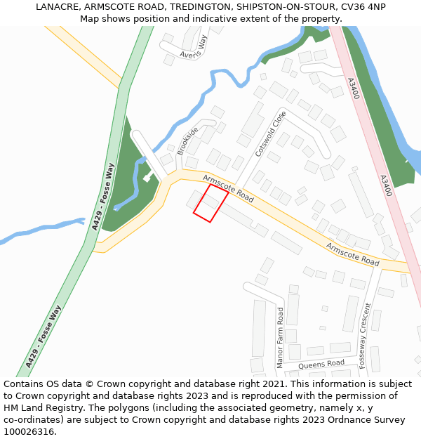 LANACRE, ARMSCOTE ROAD, TREDINGTON, SHIPSTON-ON-STOUR, CV36 4NP: Location map and indicative extent of plot
