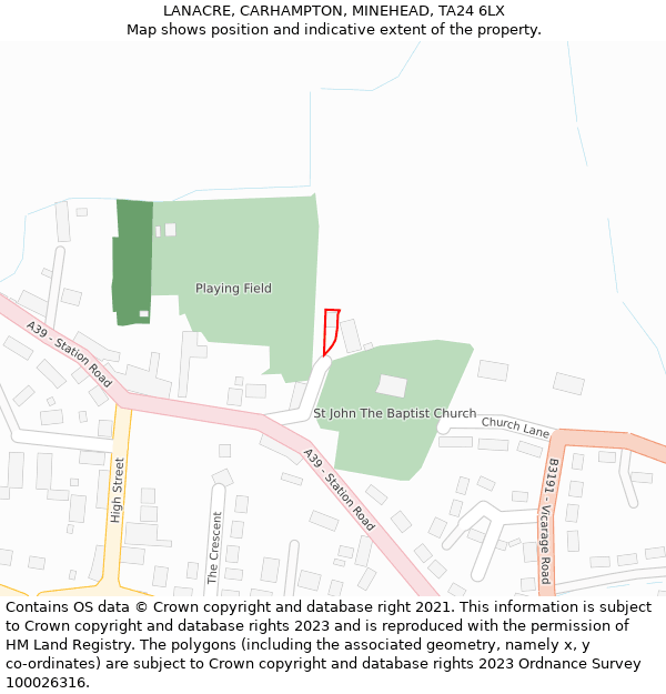 LANACRE, CARHAMPTON, MINEHEAD, TA24 6LX: Location map and indicative extent of plot