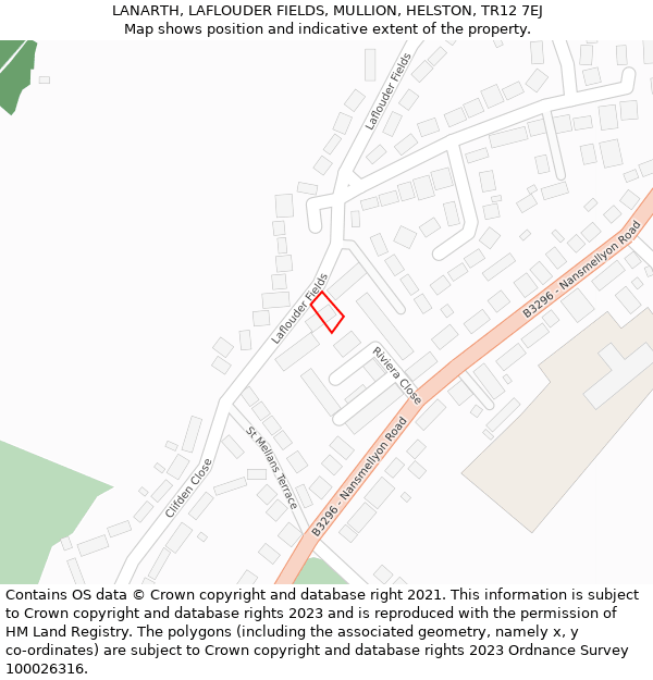 LANARTH, LAFLOUDER FIELDS, MULLION, HELSTON, TR12 7EJ: Location map and indicative extent of plot