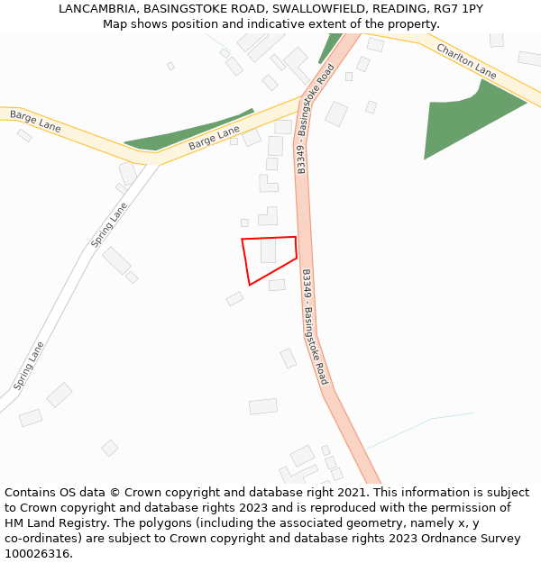 LANCAMBRIA, BASINGSTOKE ROAD, SWALLOWFIELD, READING, RG7 1PY: Location map and indicative extent of plot