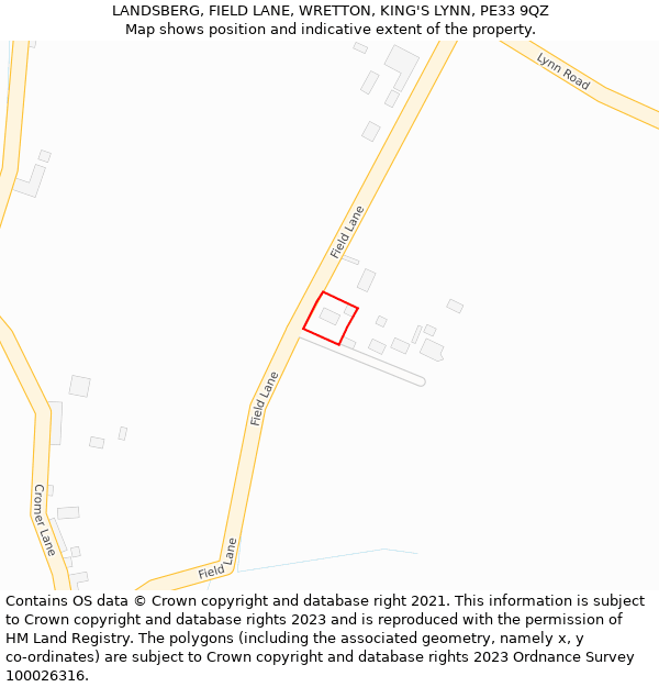 LANDSBERG, FIELD LANE, WRETTON, KING'S LYNN, PE33 9QZ: Location map and indicative extent of plot