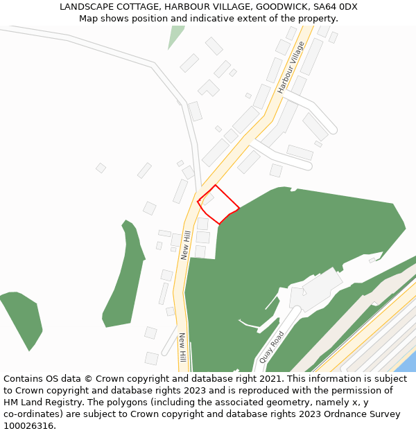 LANDSCAPE COTTAGE, HARBOUR VILLAGE, GOODWICK, SA64 0DX: Location map and indicative extent of plot