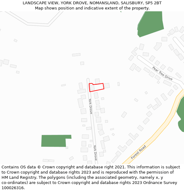 LANDSCAPE VIEW, YORK DROVE, NOMANSLAND, SALISBURY, SP5 2BT: Location map and indicative extent of plot