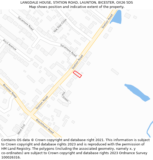 LANGDALE HOUSE, STATION ROAD, LAUNTON, BICESTER, OX26 5DS: Location map and indicative extent of plot