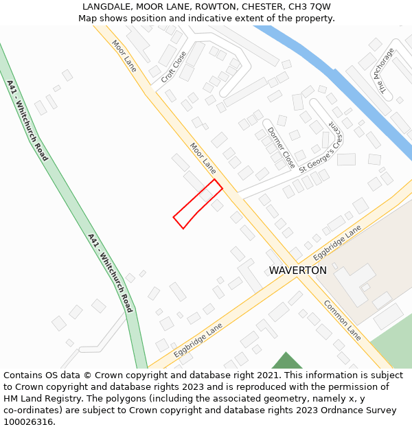 LANGDALE, MOOR LANE, ROWTON, CHESTER, CH3 7QW: Location map and indicative extent of plot