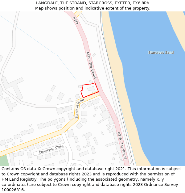 LANGDALE, THE STRAND, STARCROSS, EXETER, EX6 8PA: Location map and indicative extent of plot
