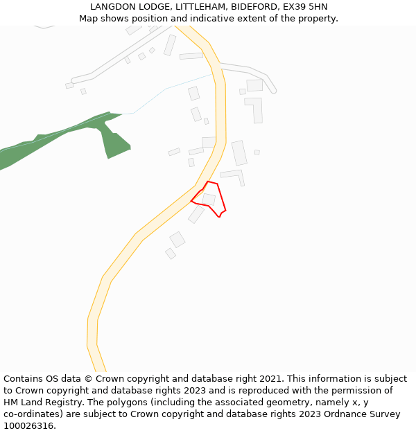 LANGDON LODGE, LITTLEHAM, BIDEFORD, EX39 5HN: Location map and indicative extent of plot