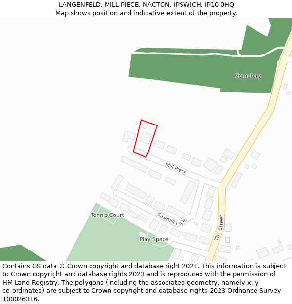 LANGENFELD, MILL PIECE, NACTON, IPSWICH, IP10 0HQ: Location map and indicative extent of plot