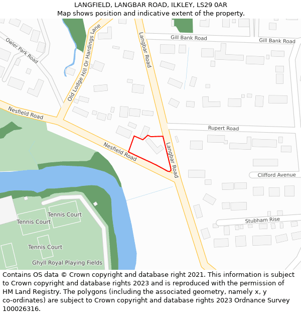 LANGFIELD, LANGBAR ROAD, ILKLEY, LS29 0AR: Location map and indicative extent of plot