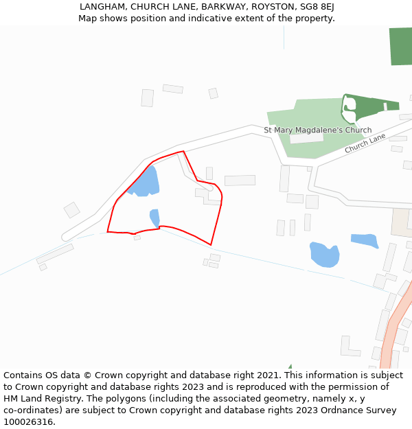 LANGHAM, CHURCH LANE, BARKWAY, ROYSTON, SG8 8EJ: Location map and indicative extent of plot