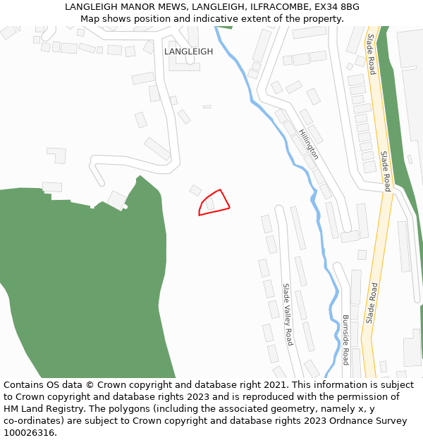 LANGLEIGH MANOR MEWS, LANGLEIGH, ILFRACOMBE, EX34 8BG: Location map and indicative extent of plot