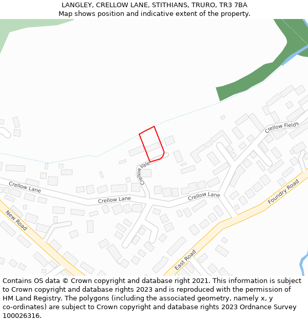 LANGLEY, CRELLOW LANE, STITHIANS, TRURO, TR3 7BA: Location map and indicative extent of plot