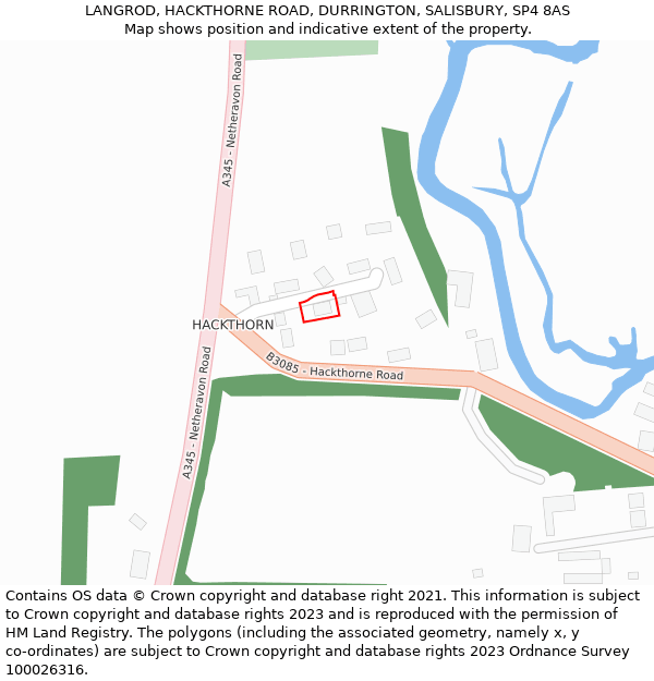 LANGROD, HACKTHORNE ROAD, DURRINGTON, SALISBURY, SP4 8AS: Location map and indicative extent of plot