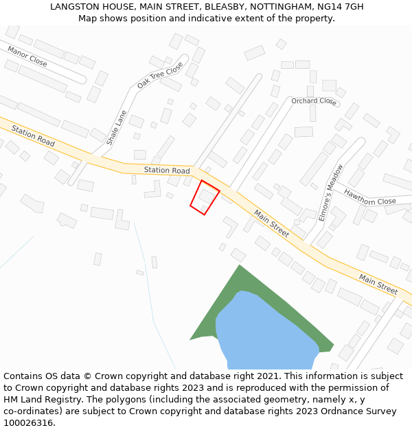 LANGSTON HOUSE, MAIN STREET, BLEASBY, NOTTINGHAM, NG14 7GH: Location map and indicative extent of plot