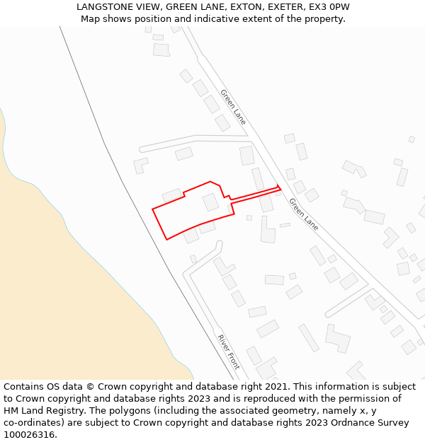LANGSTONE VIEW, GREEN LANE, EXTON, EXETER, EX3 0PW: Location map and indicative extent of plot