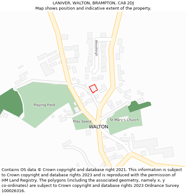LANIVER, WALTON, BRAMPTON, CA8 2DJ: Location map and indicative extent of plot