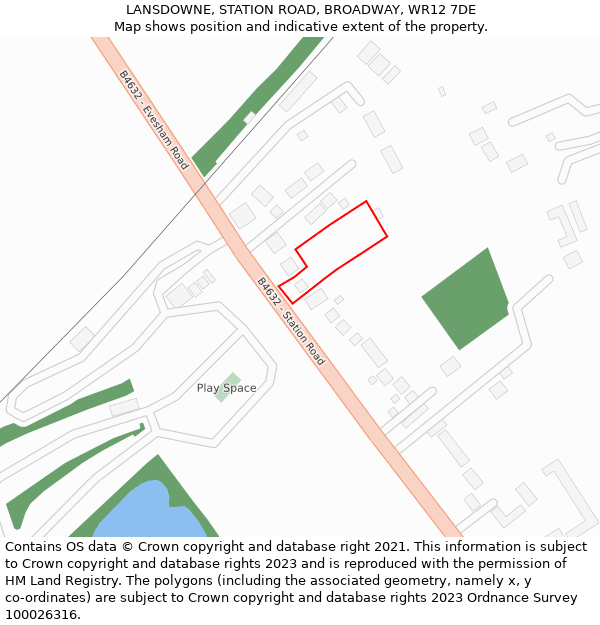 LANSDOWNE, STATION ROAD, BROADWAY, WR12 7DE: Location map and indicative extent of plot