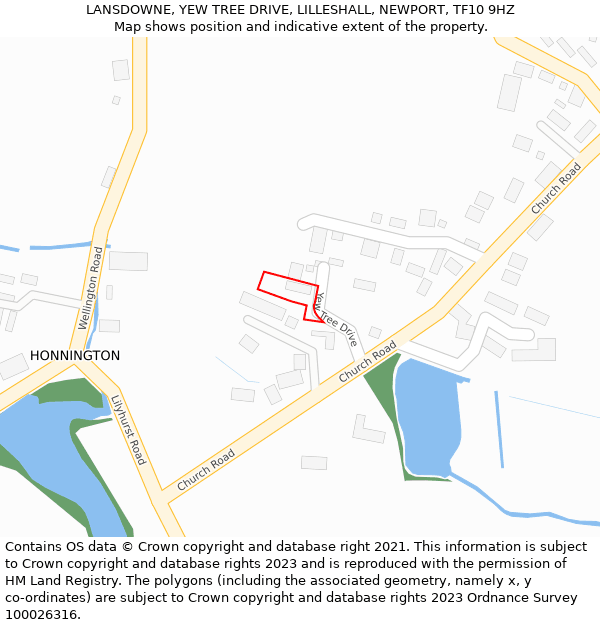 LANSDOWNE, YEW TREE DRIVE, LILLESHALL, NEWPORT, TF10 9HZ: Location map and indicative extent of plot