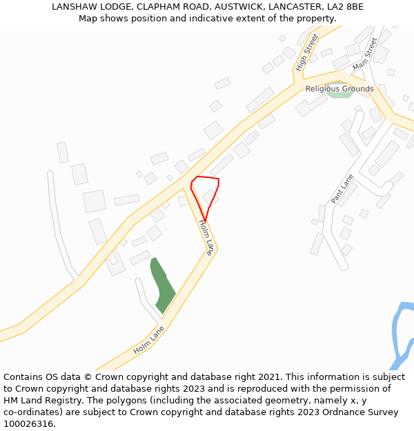 LANSHAW LODGE, CLAPHAM ROAD, AUSTWICK, LANCASTER, LA2 8BE: Location map and indicative extent of plot
