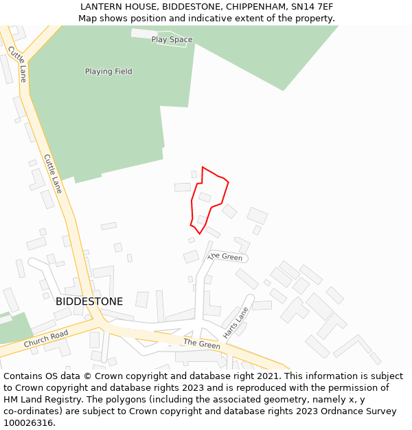 LANTERN HOUSE, BIDDESTONE, CHIPPENHAM, SN14 7EF: Location map and indicative extent of plot