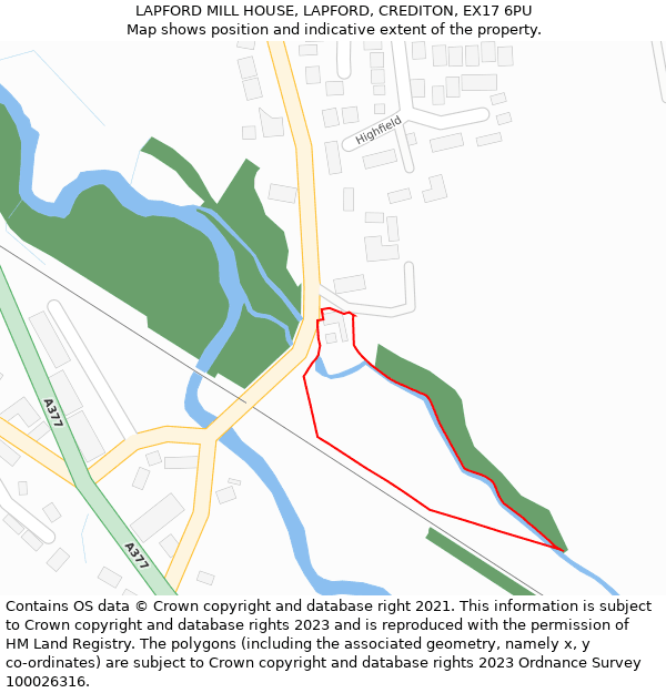 LAPFORD MILL HOUSE, LAPFORD, CREDITON, EX17 6PU: Location map and indicative extent of plot