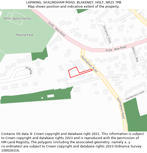 LAPWING, SAXLINGHAM ROAD, BLAKENEY, HOLT, NR25 7PB: Location map and indicative extent of plot