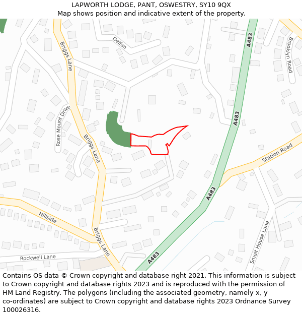 LAPWORTH LODGE, PANT, OSWESTRY, SY10 9QX: Location map and indicative extent of plot