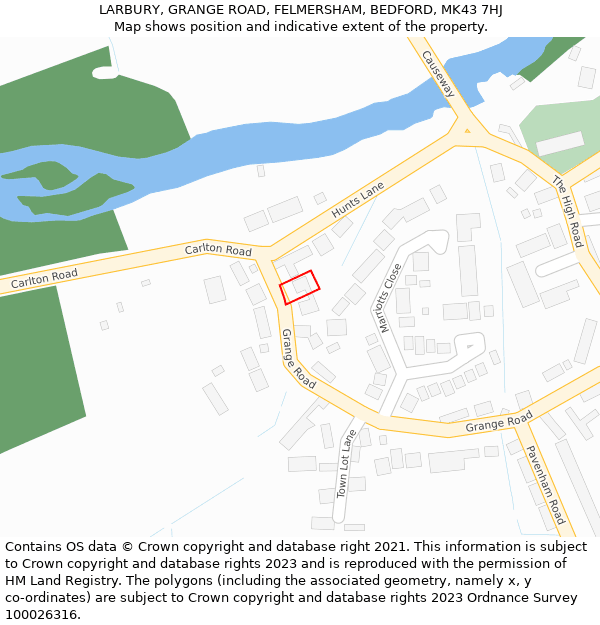 LARBURY, GRANGE ROAD, FELMERSHAM, BEDFORD, MK43 7HJ: Location map and indicative extent of plot