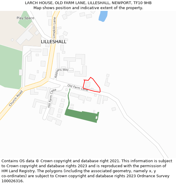 LARCH HOUSE, OLD FARM LANE, LILLESHALL, NEWPORT, TF10 9HB: Location map and indicative extent of plot