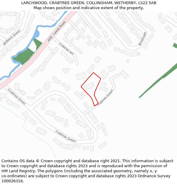 LARCHWOOD, CRABTREE GREEN, COLLINGHAM, WETHERBY, LS22 5AB: Location map and indicative extent of plot