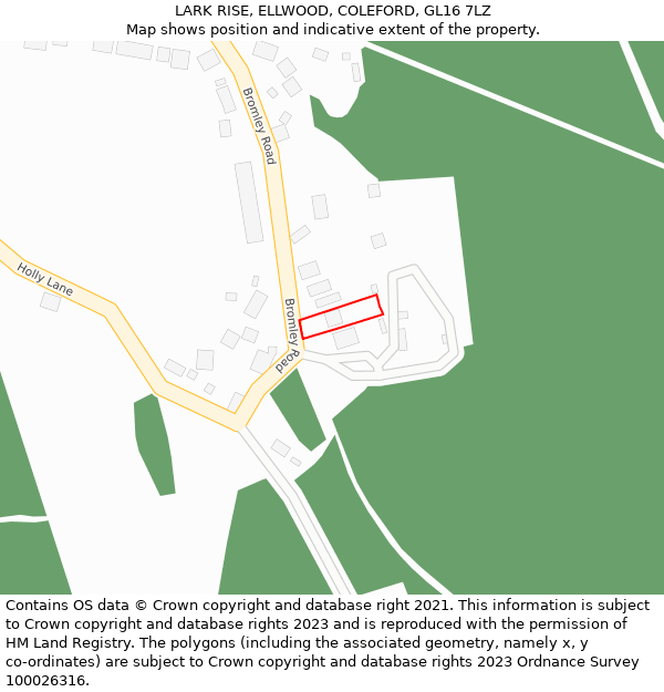 LARK RISE, ELLWOOD, COLEFORD, GL16 7LZ: Location map and indicative extent of plot