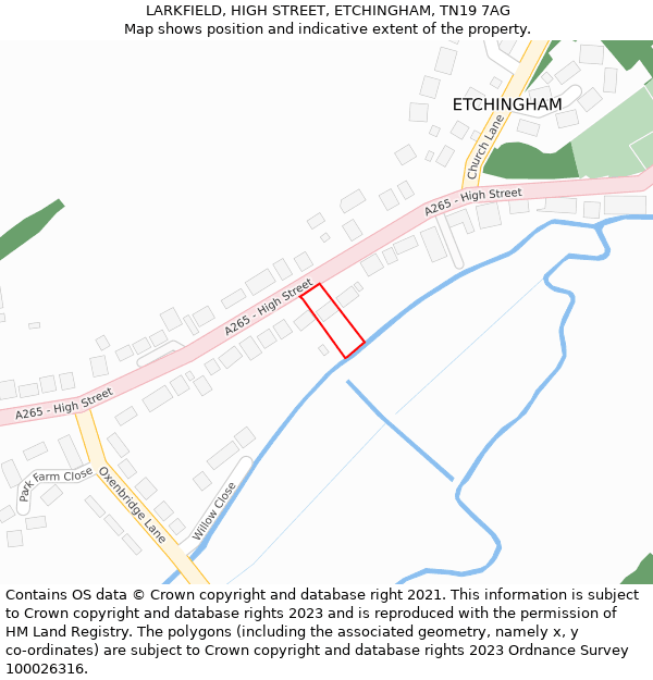 LARKFIELD, HIGH STREET, ETCHINGHAM, TN19 7AG: Location map and indicative extent of plot