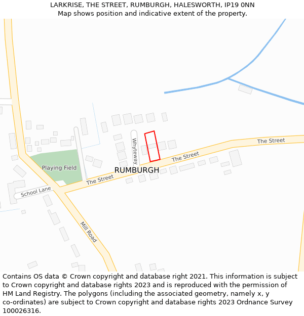 LARKRISE, THE STREET, RUMBURGH, HALESWORTH, IP19 0NN: Location map and indicative extent of plot